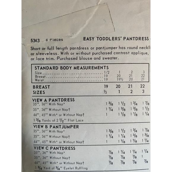 Butterick 5363 pattern toddlers jumpsuit romper sz 3 - Picture 4 of 5